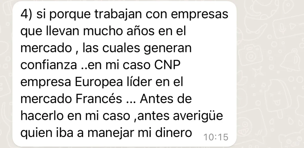 Conversación de WhatsApp con un cliente, parte 2